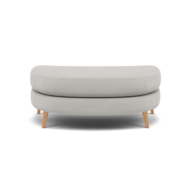 Phoebe Oval Footstool - Oval Cuddler Stool Grade B - Plush Velvet Silver / Natural - image 1