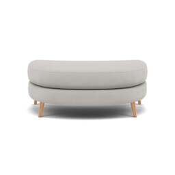 Phoebe Oval Footstool - Oval Cuddler Stool Grade B - Plush Velvet Silver / Natural - thumbnail 1