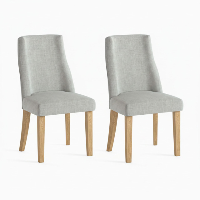 Luna Pair of Light Oak/Beige Dining Chairs - Luna Dining Chair - Pair Light Oak / Beige - image 1