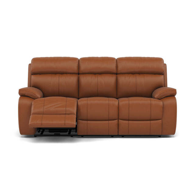 Galaxy 3 Seater Recliner Sofa - 3 Seater Sofa 2 Power Recliners Cat 20S - Power Recliner with USB - BXS-334E PECAN BROWN - image 1