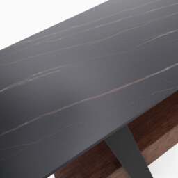 Milburn Coffee Table - Coffee Table Saroland Sintered Stone / Brown Cherry Paper Veneer / Black Metal Frame - thumbnail 5
