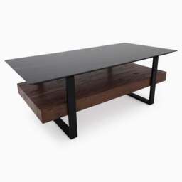 Milburn Coffee Table - Coffee Table Saroland Sintered Stone / Brown Cherry Paper Veneer / Black Metal Frame - thumbnail 7