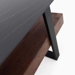 Milburn Coffee Table - Coffee Table Saroland Sintered Stone / Brown Cherry Paper Veneer / Black Metal Frame - thumbnail 6