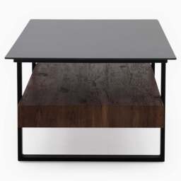 Milburn Coffee Table - Coffee Table Saroland Sintered Stone / Brown Cherry Paper Veneer / Black Metal Frame - thumbnail 4