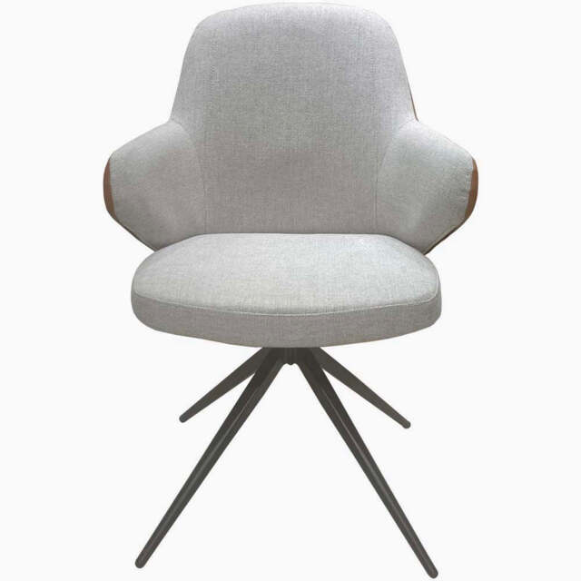 Sierra Swivel Dining Chair - Swivel Dining Chair Grey Fabric / Congac Leather Look - image 1