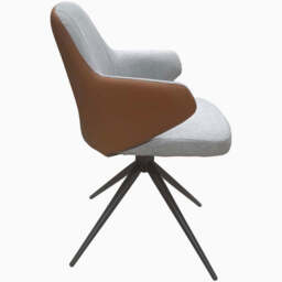 Sierra Swivel Dining Chair - Swivel Dining Chair Grey Fabric / Congac Leather Look - thumbnail 4