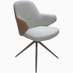 Sierra Swivel Dining Chair - Swivel Dining Chair Grey Fabric / Congac Leather Look - thumbnail 3