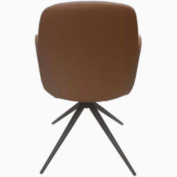 Sierra Swivel Dining Chair - Swivel Dining Chair Grey Fabric / Congac Leather Look - thumbnail 6