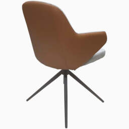 Sierra Swivel Dining Chair - Swivel Dining Chair Grey Fabric / Congac Leather Look - thumbnail 5