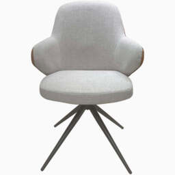 Sierra Swivel Dining Chair - Swivel Dining Chair Grey Fabric / Congac Leather Look - thumbnail 1