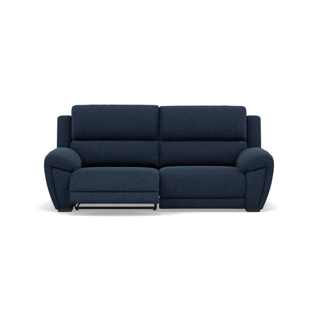 Echo 3 Seater Recliner Sofa - 2.5 Seater Sofa 2 Power Recliners Lumber Support Fabric - Power With Power Headrest Footrest Lumbar & USB - FAB-MIL-303 NAVY - image 1