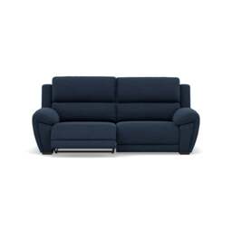 Echo 3 Seater Recliner Sofa - 2.5 Seater Sofa 2 Power Recliners Lumber Support Fabric - Power With Power Headrest Footrest Lumbar & USB - FAB-MIL-303 NAVY