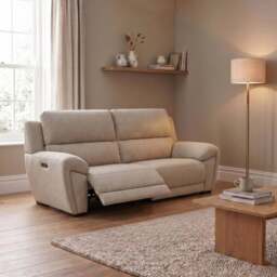 Echo 3 Seater Recliner Sofa - 2.5 Seater Sofa 2 Power Recliners Lumber Support Fabric - Power With Power Headrest Footrest Lumbar & USB - FAB-MIL-303 NAVY - thumbnail 2