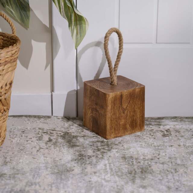 Mango Wood Doorstop - Mango Wood Doorstop 13CM Natural - image 1