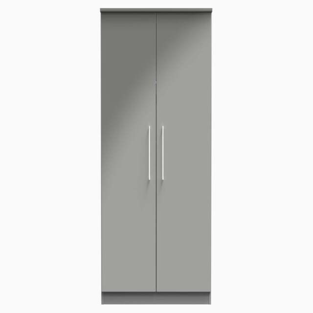 Portland Tall Plain Double Wardrobe - Tall Plain Double Wardrobe - GGDG - Grey Gloss & Dusk Grey - image 1