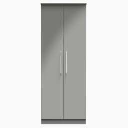 Portland Tall Plain Double Wardrobe - Tall Plain Double Wardrobe - GGDG - Grey Gloss & Dusk Grey