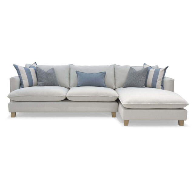 Vogue Williams Howth Large Chaise Sofa - Large Chaise Sofa Right Soft Chenille - Right Hand Facing - Soft Chenille Jade / Dark Oak Feet - image 1