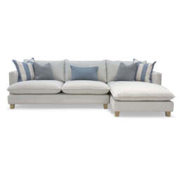 Vogue Williams Howth Large Chaise Sofa - Large Chaise Sofa Right Soft Chenille - Right Hand Facing - Soft Chenille Jade / Dark Oak Feet - thumbnail 1