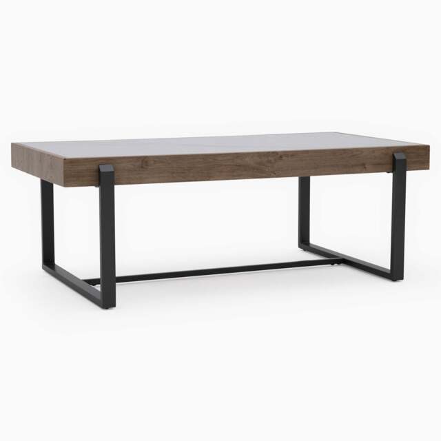Hanson Coffee Table - Coffee Table Snow Mountain Sintered Stone / Light Smooth Wood Paper Veneer / Gun Grey Metal L - image 1