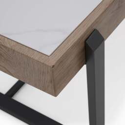 Hanson Coffee Table - Coffee Table Snow Mountain Sintered Stone / Light Smooth Wood Paper Veneer / Gun Grey Metal L - thumbnail 6