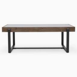 Hanson Coffee Table - Coffee Table Snow Mountain Sintered Stone / Light Smooth Wood Paper Veneer / Gun Grey Metal L - thumbnail 3