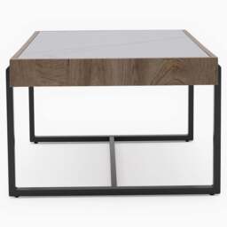 Hanson Coffee Table - Coffee Table Snow Mountain Sintered Stone / Light Smooth Wood Paper Veneer / Gun Grey Metal L - thumbnail 4