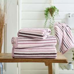 Bliss Linear Stripe Towel Pink - Bliss Linear Stripe Hand Towel Pink