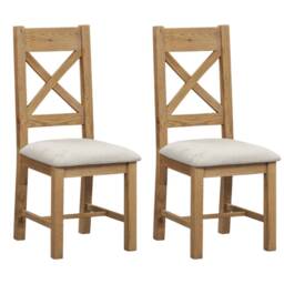 Willowmere Pair of X-Back Dining Chairs - X Back Dining Chair - Pair Oak - thumbnail 1
