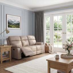 Galaxy 3 Seater Recliner Sofa - 3 Seater Sofa 2 Power Recliners Fabric - Power Recliner with USB - FAB-MEG-37  EMERALD GREEN - thumbnail 2