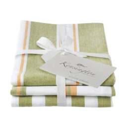 Kensington Stripe Tea Towel Green Set Of 3 - Kensington Stripe Tea Towel Green Set Of 3