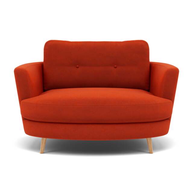 Phoebe Oval Loveseat - Oval Cuddler Grade B - Plush Velvet Paprika / Natural - image 1