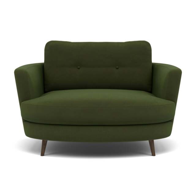 Phoebe Oval Loveseat - Oval Cuddler Grade B - Plush Velvet Vine / American Walnut - image 1
