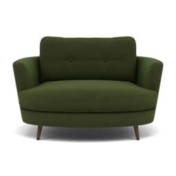 Phoebe Oval Loveseat - Oval Cuddler Grade B - Plush Velvet Vine / American Walnut