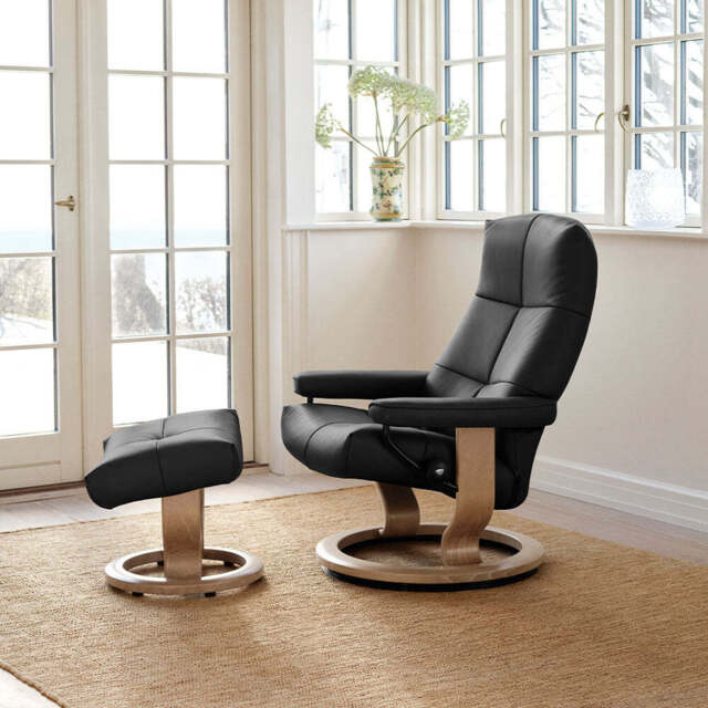 David Stressless  Chair + Stool Classic Base  - Small Chair + Stool Classic Base Paloma - Manual Recliner - Small - 09410 Silver Grey - image 1