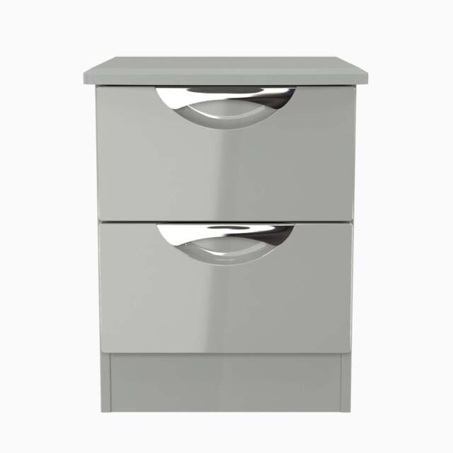 Colton 2 Drawer Bedside Cabinet - 2 Drawer Bedside Cabinet - GGDG - Grey Gloss & Dusk Grey - image 1
