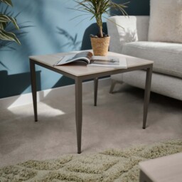 Phase Side Table - End Table Latte Tones (Buwen) Matt Ceramic / Warm Brown Metal Frame - thumbnail 2
