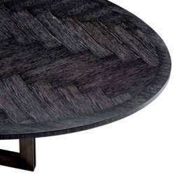 Eichholtz Melchior Oval Dining Table Charcoal Oak Veneer / Bronze Finish - Oval Dining Table Charcoal Oak Veneer / Bronze Finish. - thumbnail 5