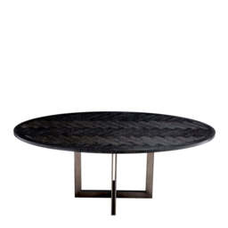 Eichholtz Melchior Oval Dining Table Charcoal Oak Veneer / Bronze Finish - Oval Dining Table Charcoal Oak Veneer / Bronze Finish. - thumbnail 3