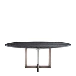 Eichholtz Melchior Oval Dining Table Charcoal Oak Veneer / Bronze Finish - Oval Dining Table Charcoal Oak Veneer / Bronze Finish. - thumbnail 2