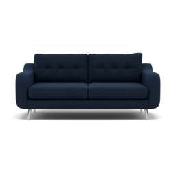 Phoebe 3 Seater Sofa - Large Sofa Standard Back Grade B - Plush Velvet Indigo / Chrome - thumbnail 1