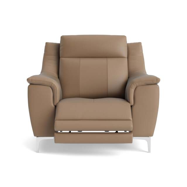 Nicoletti Carmen Recliner Armchair - Power Recliner Chair CB - Power Recliner with USB - Feet: Shiny Metal / Torello PS 312 Taupe - image 1