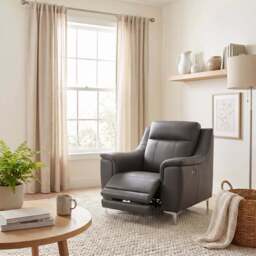 Nicoletti Carmen Recliner Armchair - Power Recliner Chair CB - Power Recliner with USB - Feet: Shiny Metal / Torello PS 312 Taupe - thumbnail 2