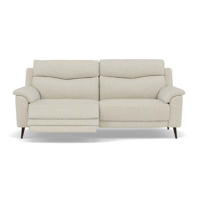 Revel 3 Seater Recliner Sofa - 2.5 Seater Sofa with 2 Power Recliners Fabric - Power Recliner with USB - FAB-LKV - 02 BEIGE - image 1