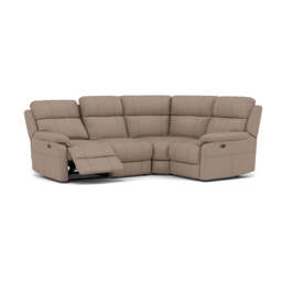 Fara Small Corner Recliner Sofa - Combination 4 1 Corner 2 with 2 Power Recliners Fabric - Right Hand Facing - Power Recliner with USB - BFA-BLJ-946 SILVER GREY - thumbnail 1