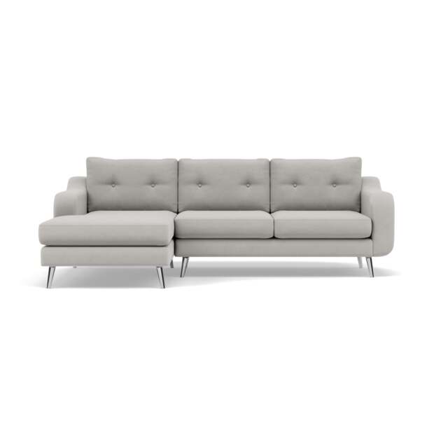 Phoebe Large Chaise Sofa - Large Chaise Sofa LHF Standard Back Grade B - Left Hand Facing - Plush Velvet Silver / Chrome - image 1