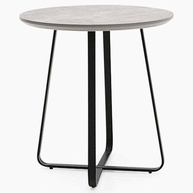 Akida Round Side Table - Round Wine Table Faux Concrete / Black Powder - image 1