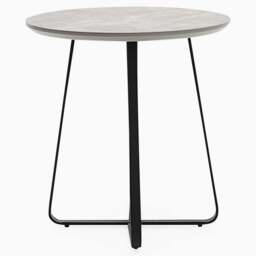 Akida Round Side Table - Round Wine Table Faux Concrete / Black Powder - thumbnail 2