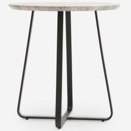 Akida Round Side Table - Round Wine Table Faux Concrete / Black Powder - thumbnail 5