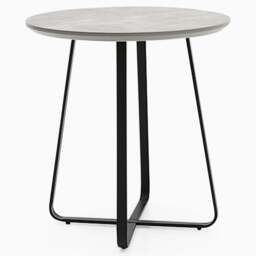 Akida Round Side Table - Round Wine Table Faux Concrete / Black Powder - thumbnail 1
