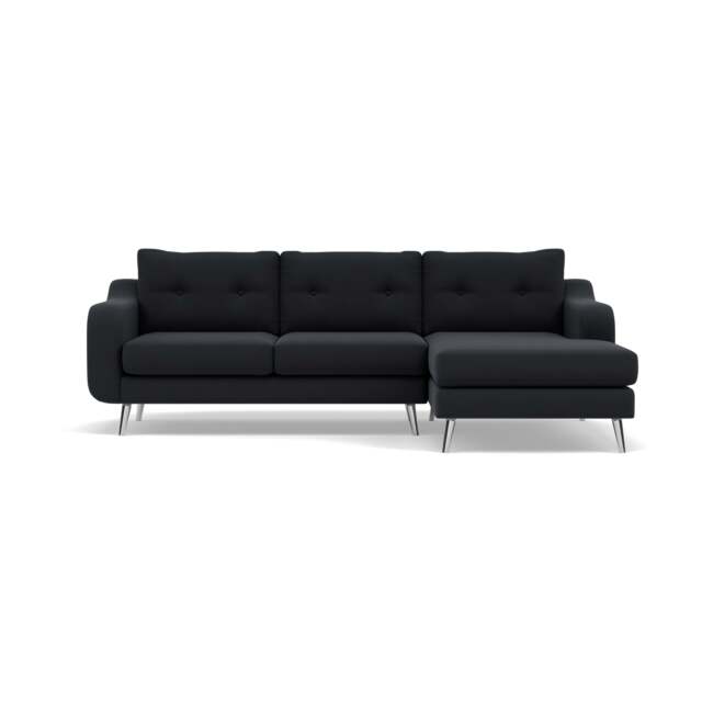 Phoebe Large Chaise Sofa - Large Chaise Sofa RHF Standard Back Grade B - Right Hand Facing - Plush Velvet Charcoal / Chrome - image 1
